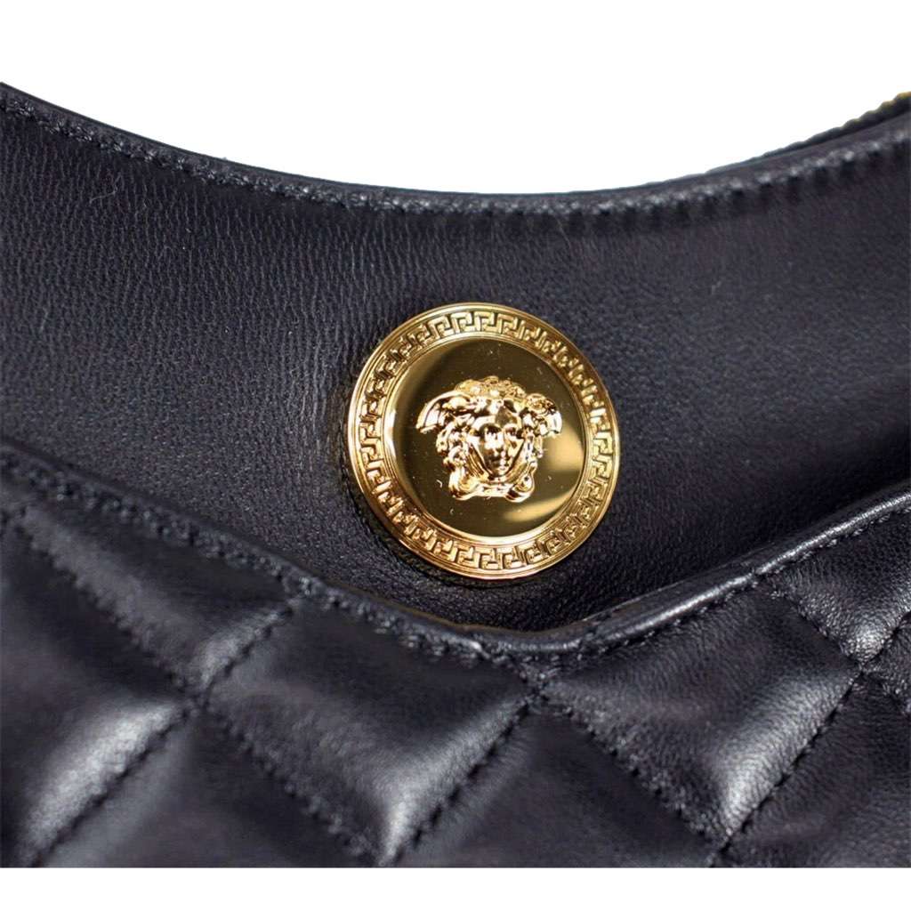 Versace Versace La Medusa Half Moon Hobo Shoulder Crossbody Bag Black Leather Black Leather Never worn, with tag - Box View