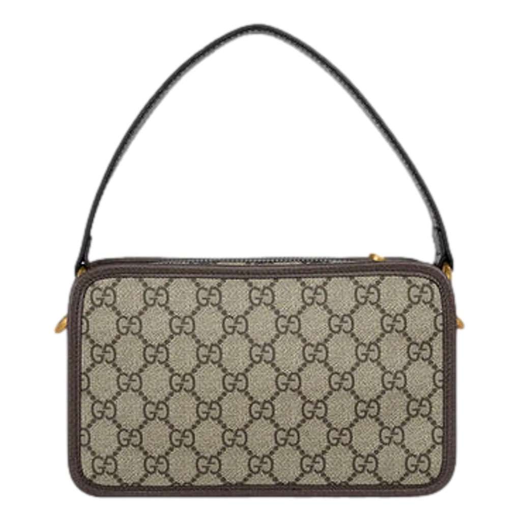 Gucci Gucci Ophida GG Supreme Canvas Leather Webstripe Top Handle Crossbody Handbag Brown Canvas Never worn, with tag - Inside View