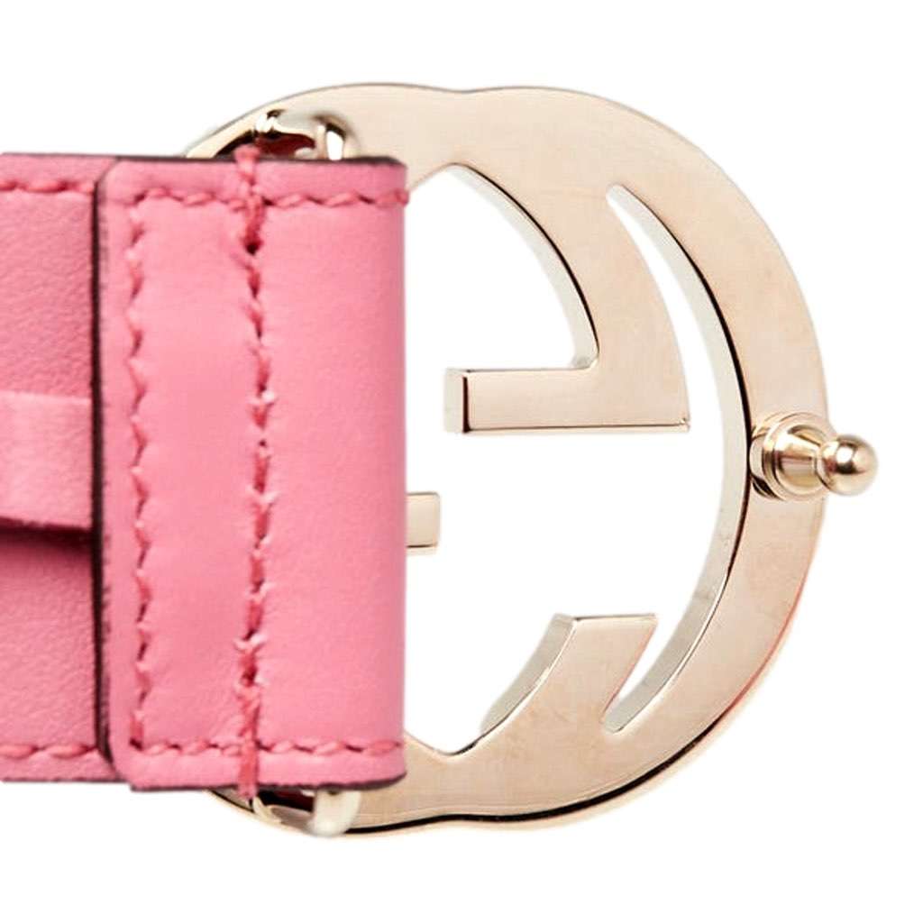 Gucci Gucci Marmont Interlocking GG Buckle Pink Leather Belt 80/32 Pink Leather Never worn, with tag - Inside View