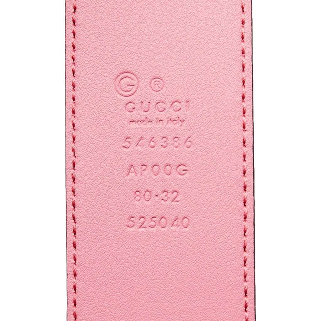 Gucci Gucci Marmont Interlocking GG Buckle Pink Leather Belt 80/32 Pink Leather Never worn, with tag - Model View