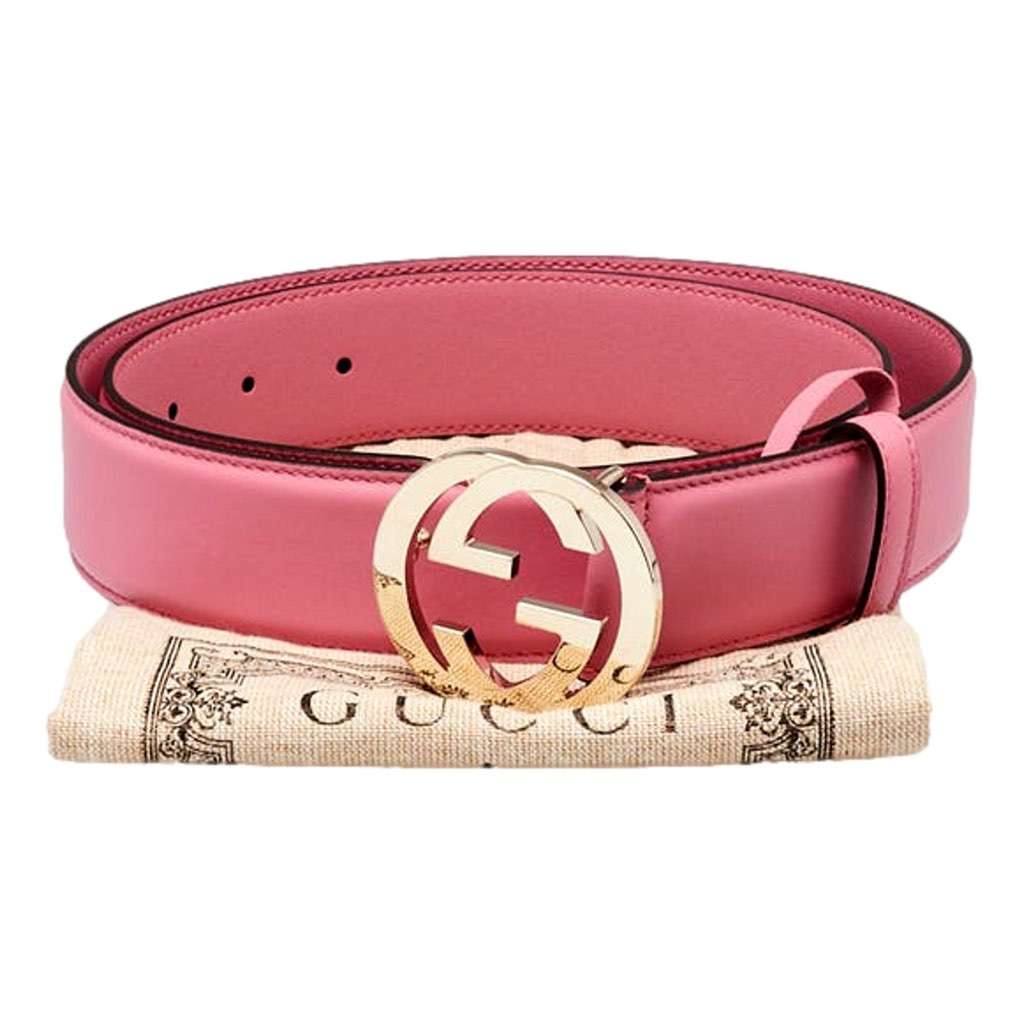Gucci Gucci Marmont Interlocking GG Buckle Pink Leather Belt 80/32 Pink Leather Never worn, with tag - Box View