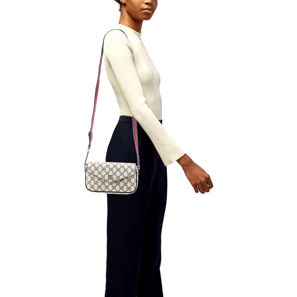 Gucci Gucci GG Supreme Canvas Web Mini Ophidia Envelope Crossbody Bag Beige Blue Beige Canvas Very good condition - Box View