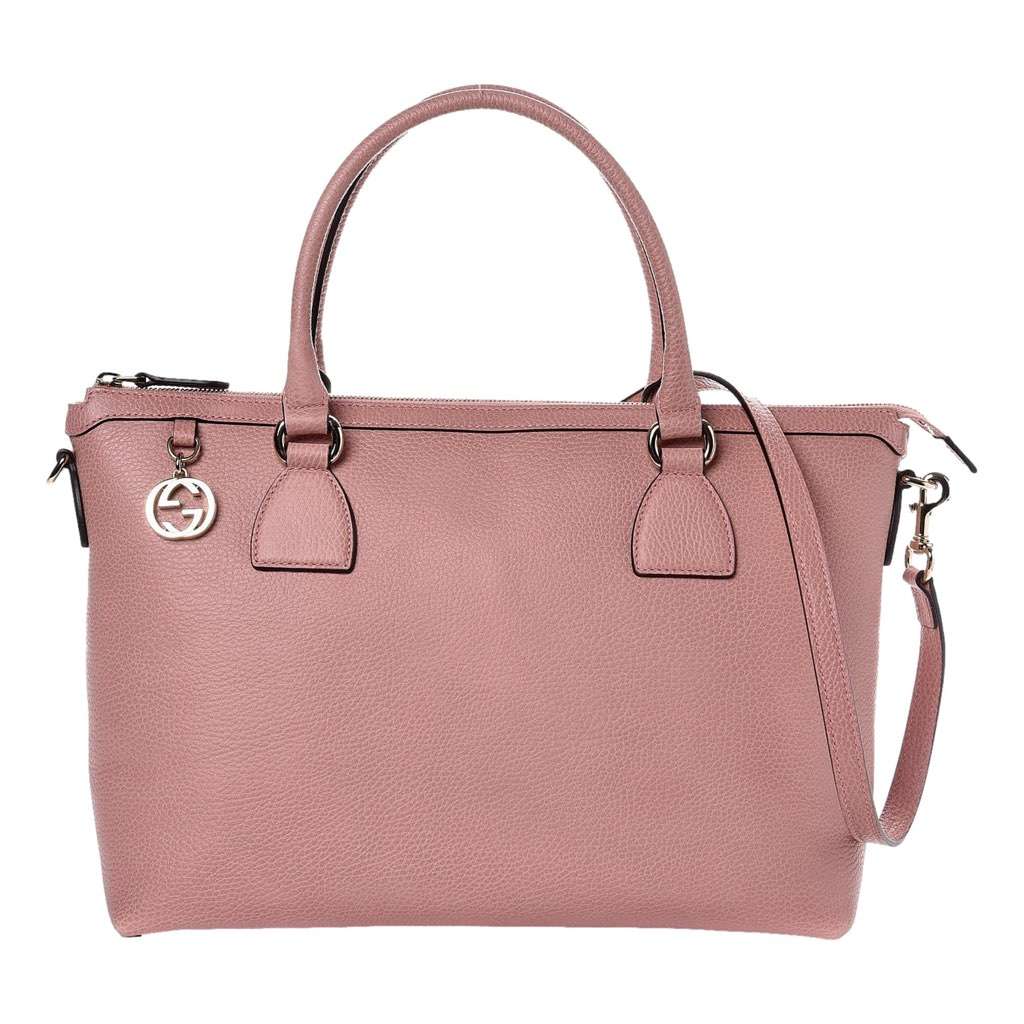 Gucci Gucci Dollar Calfskin Interlocking GG Charm Convertible Satchel Tote Soft Pink Pink Leather Very good condition - Front View