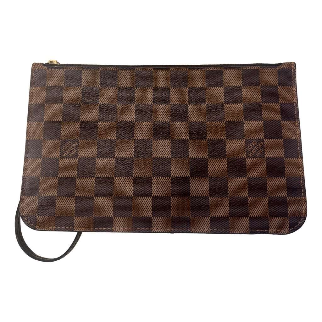 Louis Vuitton Louis Vuitton Neverfull MM GM Pochette Damier Ebene Wristlet Clutch Brown Canvas Very good condition - Box View