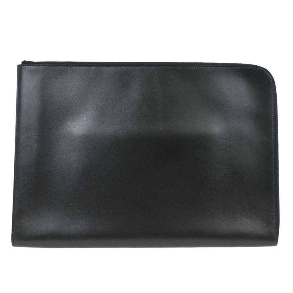 Hermès Zip Around Document Holder Black Leather Good condition - Front View