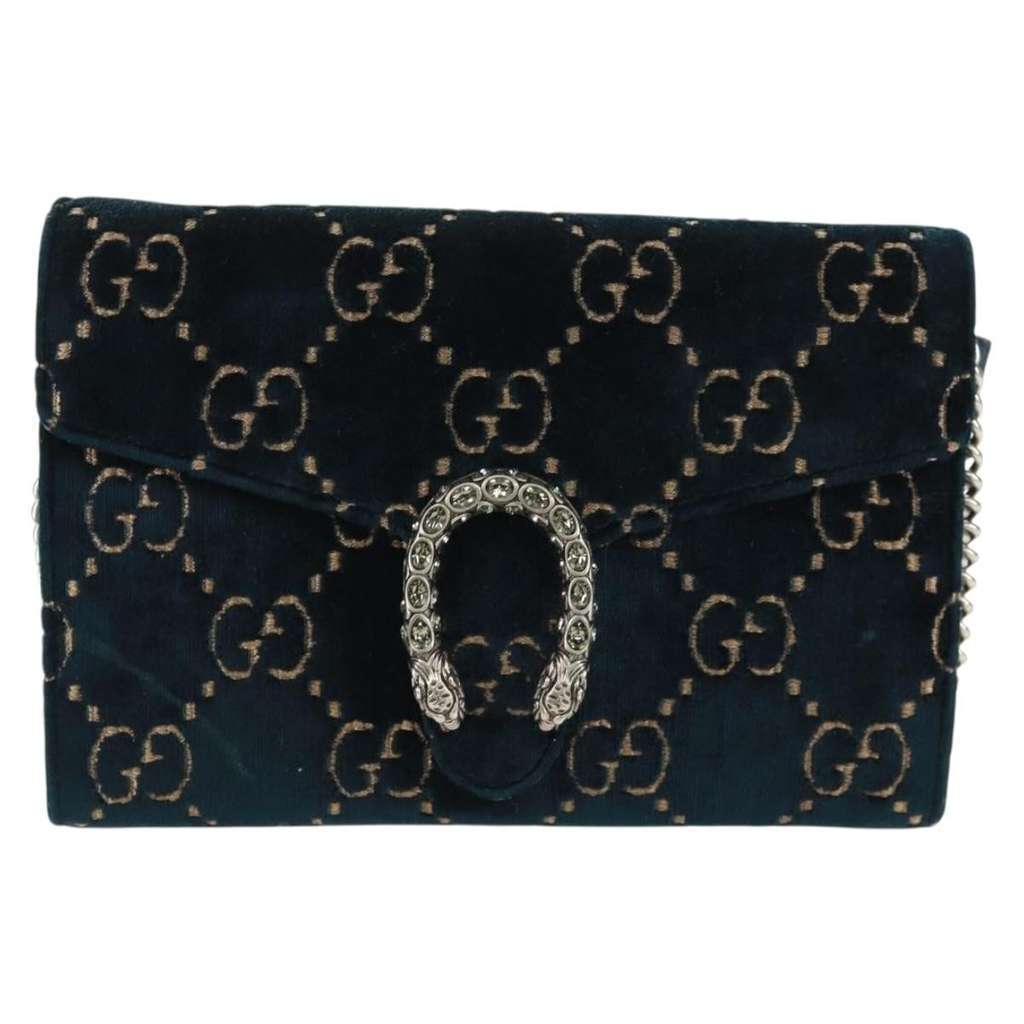 Gucci Dionysus Chain Wallet Navy Velvet Good condition - Front View