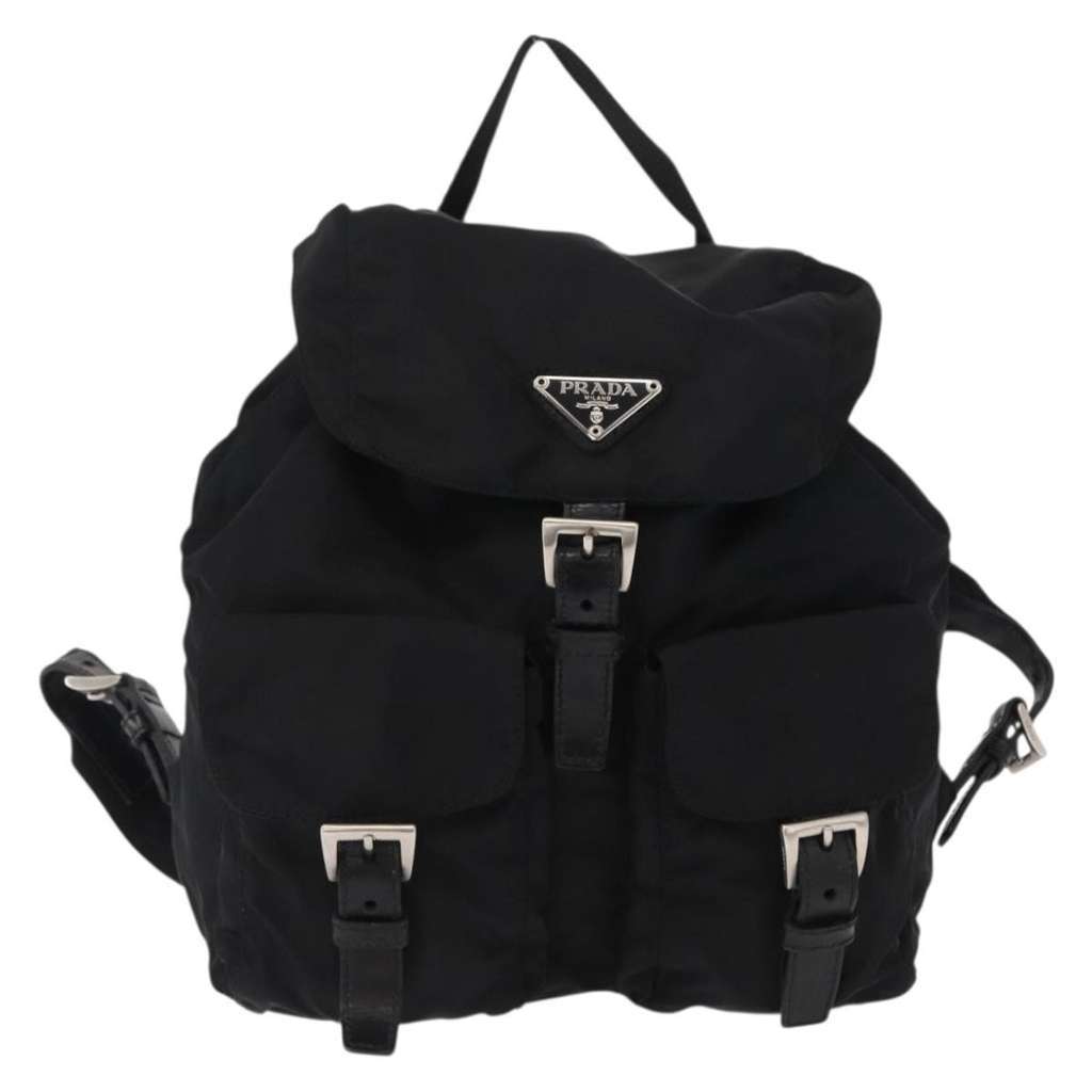 Prada Double Front Pocket Backpack Black Good condition - Front View