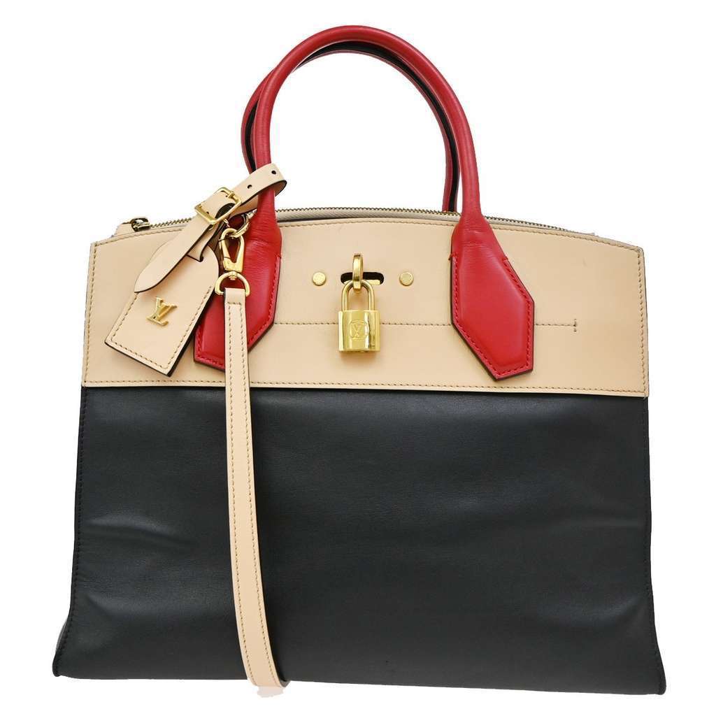Louis Vuitton City Steamer Handbag Black Leather Good condition - Front View