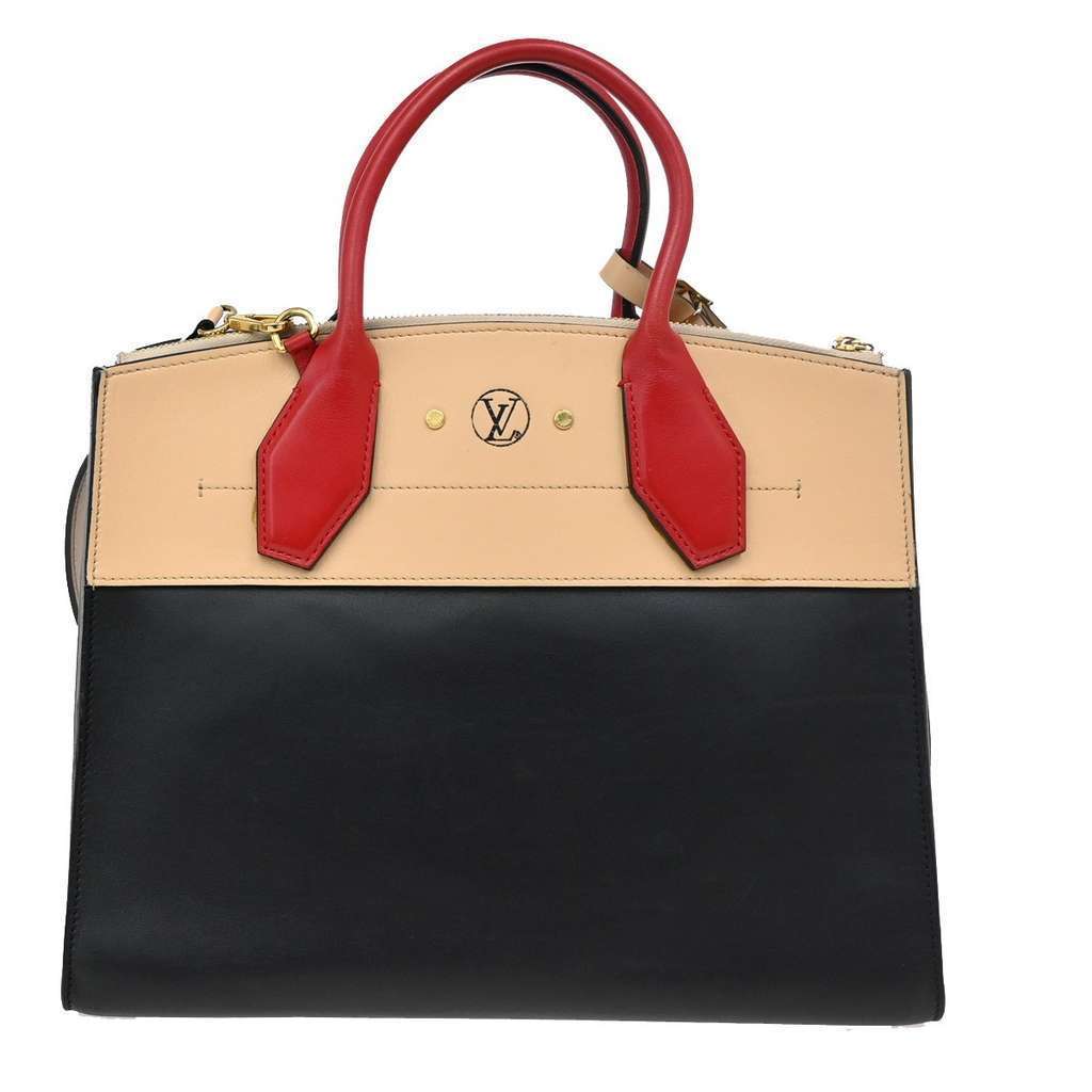 Louis Vuitton City Steamer Handbag Black Leather Good condition - Back View