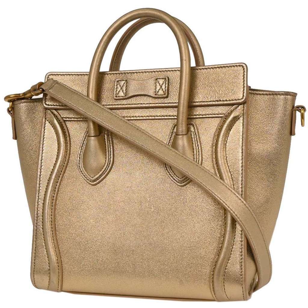 Celine Luggage Bag Gold Leather Good condition - Back View
