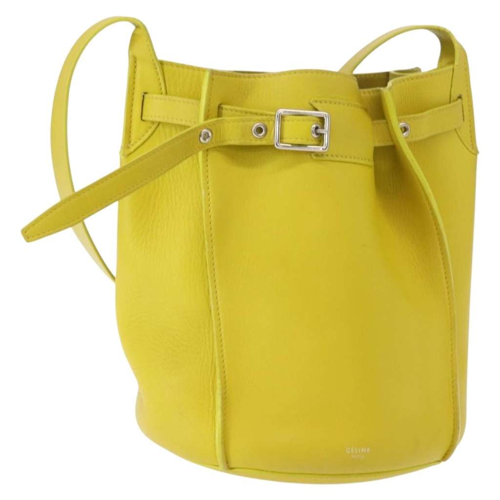 Celine Long Strap Big Bag Bucket Yellow Leather Good condition - Front View