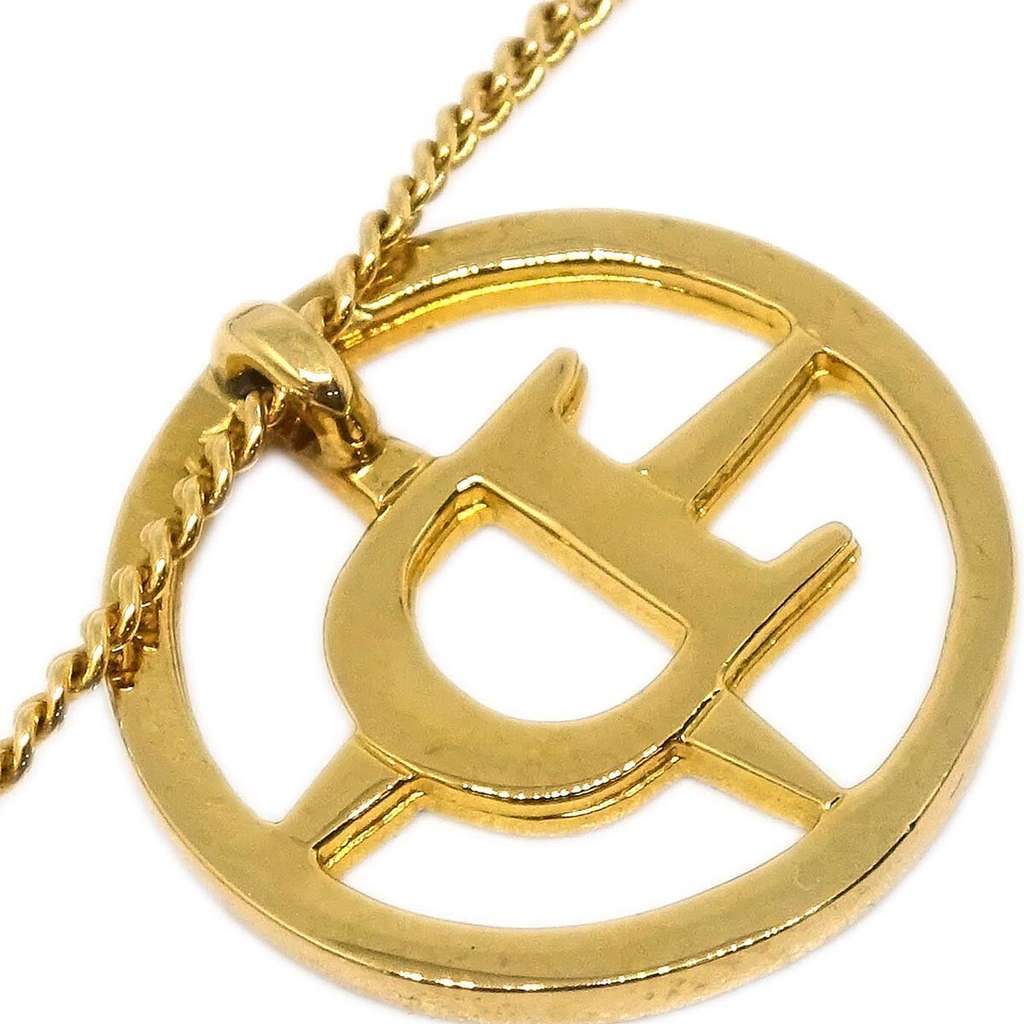 Christian Dior CD Round Pendant Necklace Gold Good condition - Inside View