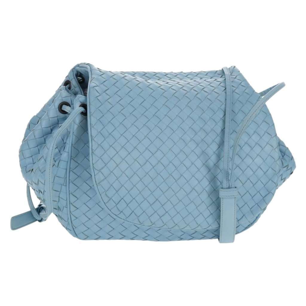 Bottega Veneta Intrecciato Shoulder bag Blue Leather Good condition - Front View