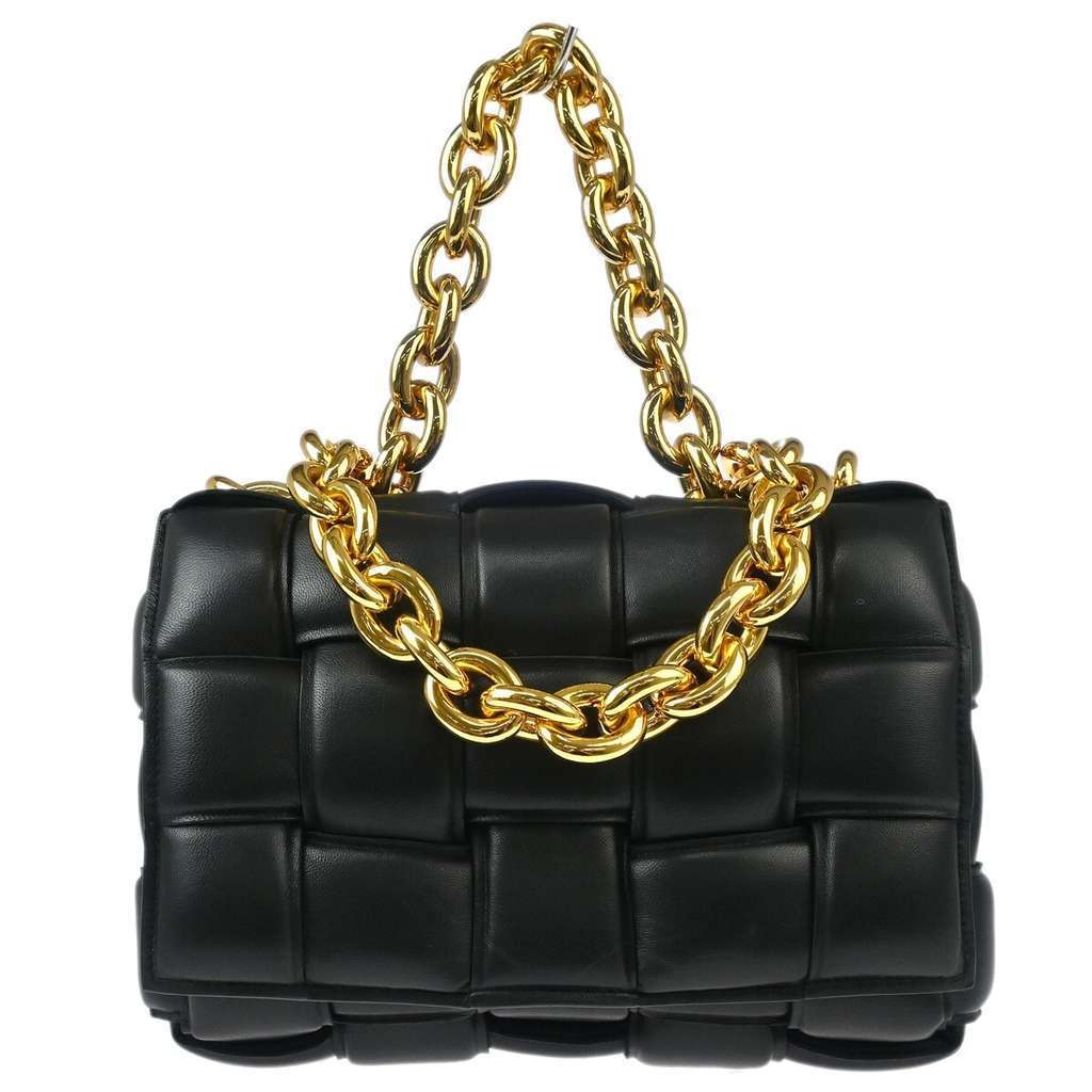 Bottega Veneta Cassette Chain Crossbody Bag Black Leather Good condition - Front View