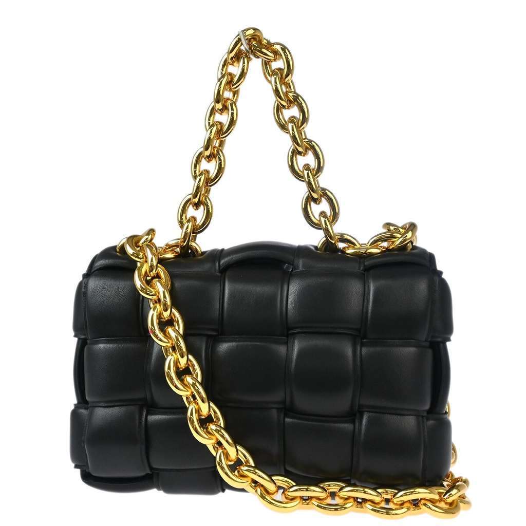 Bottega Veneta Cassette Chain Crossbody Bag Black Leather Good condition - Back View