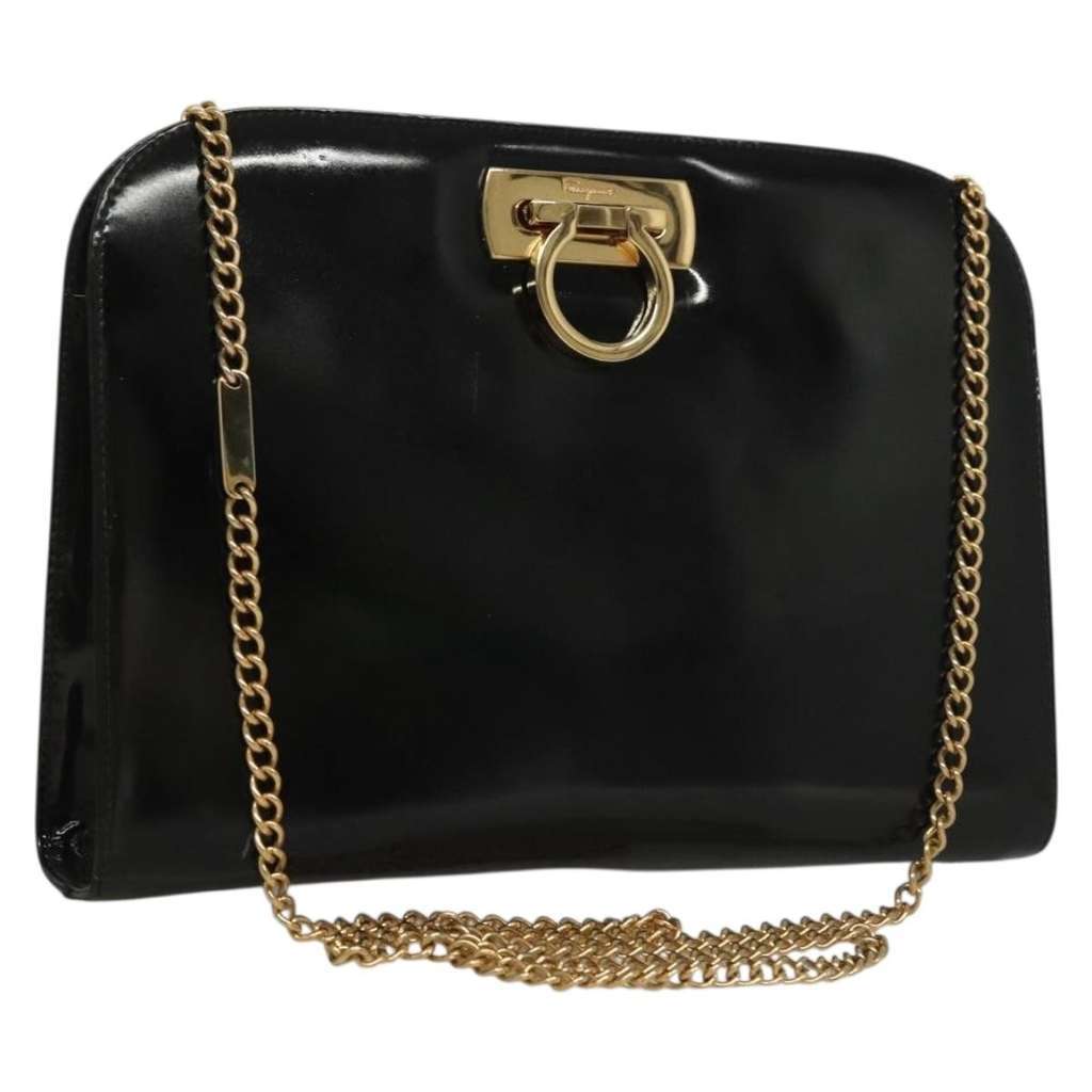 Salvatore Ferragamo Gancini Shoulder Bag Black Good condition - Front View