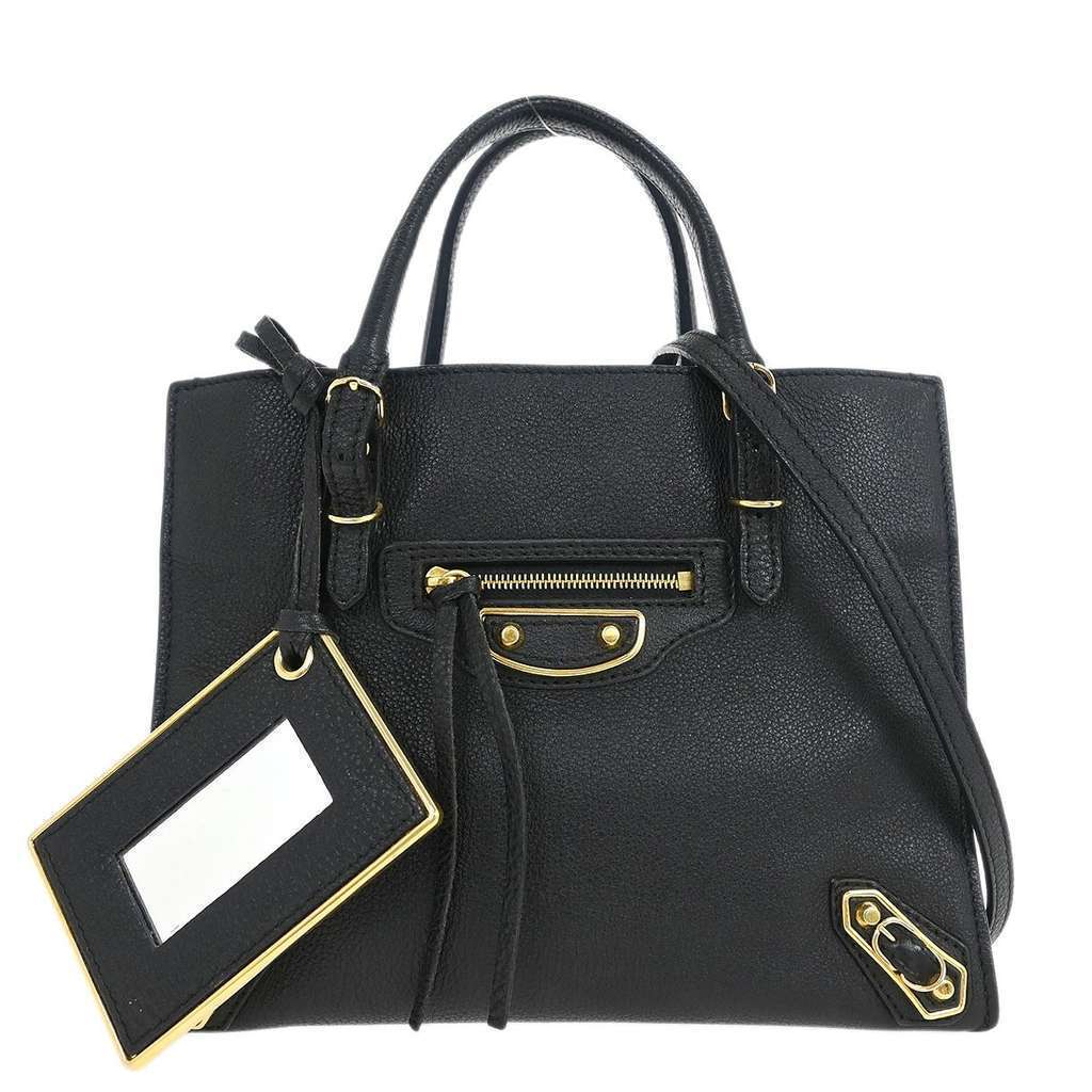 Balenciaga Papier A4 Classic Metallic Edge Bag Black Leather Good condition - Front View