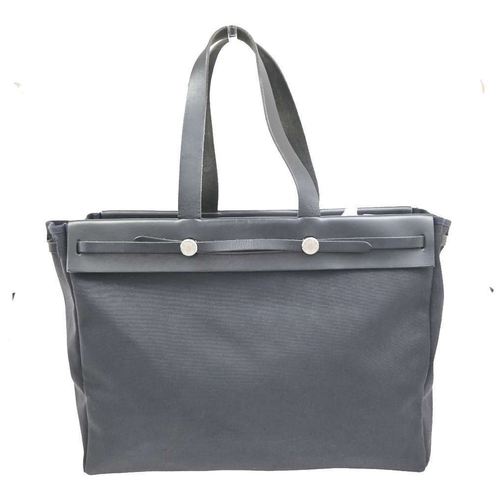 Hermès Herbag Cabas Black Canvas Good condition - Back View