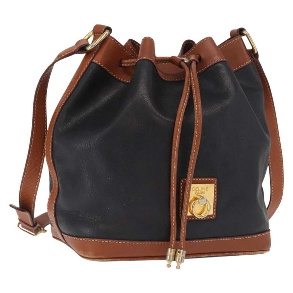 Celine Bucket sangle Black Leather Good condition - Front View