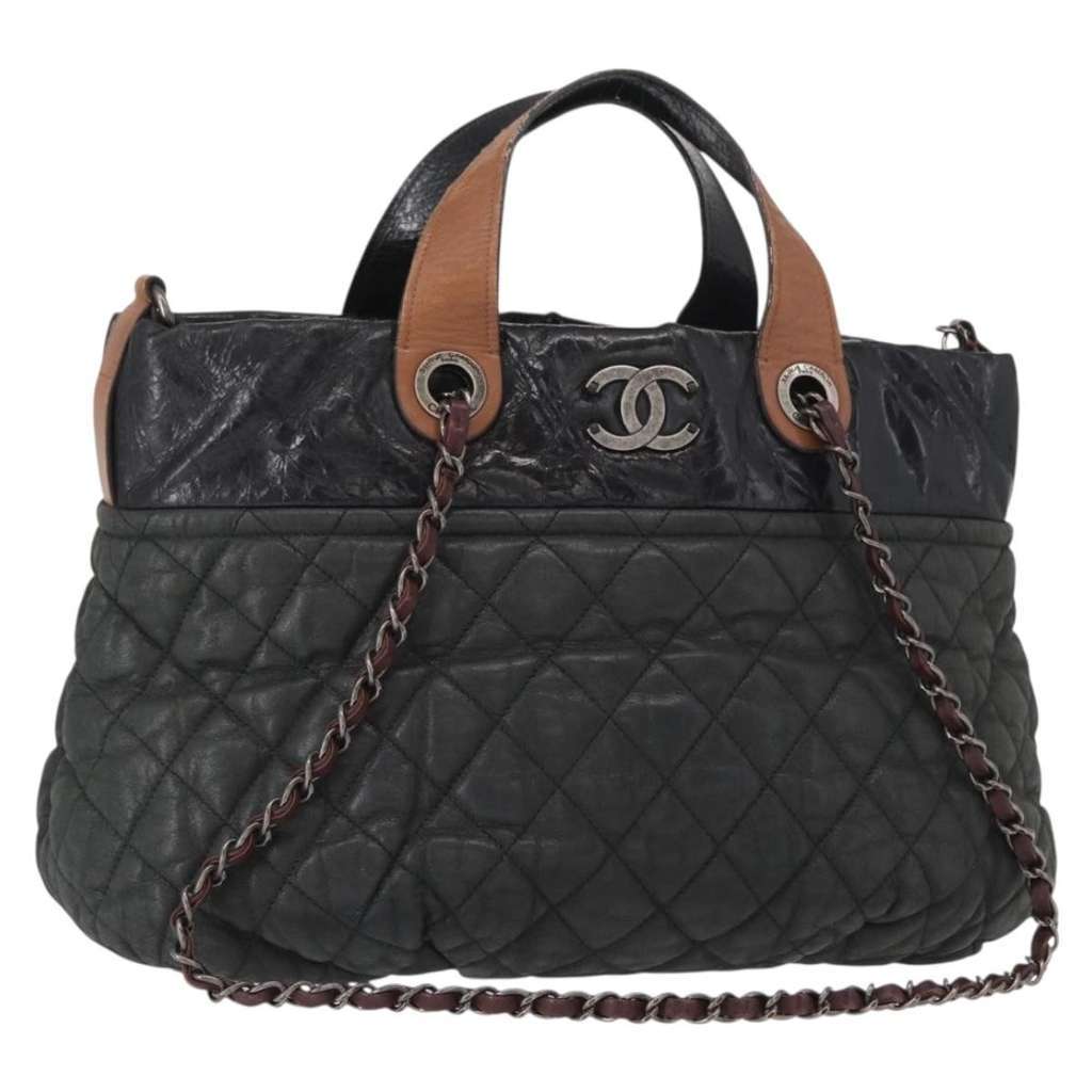 Chanel In The Mix Tote Black Leather Good condition - Front View