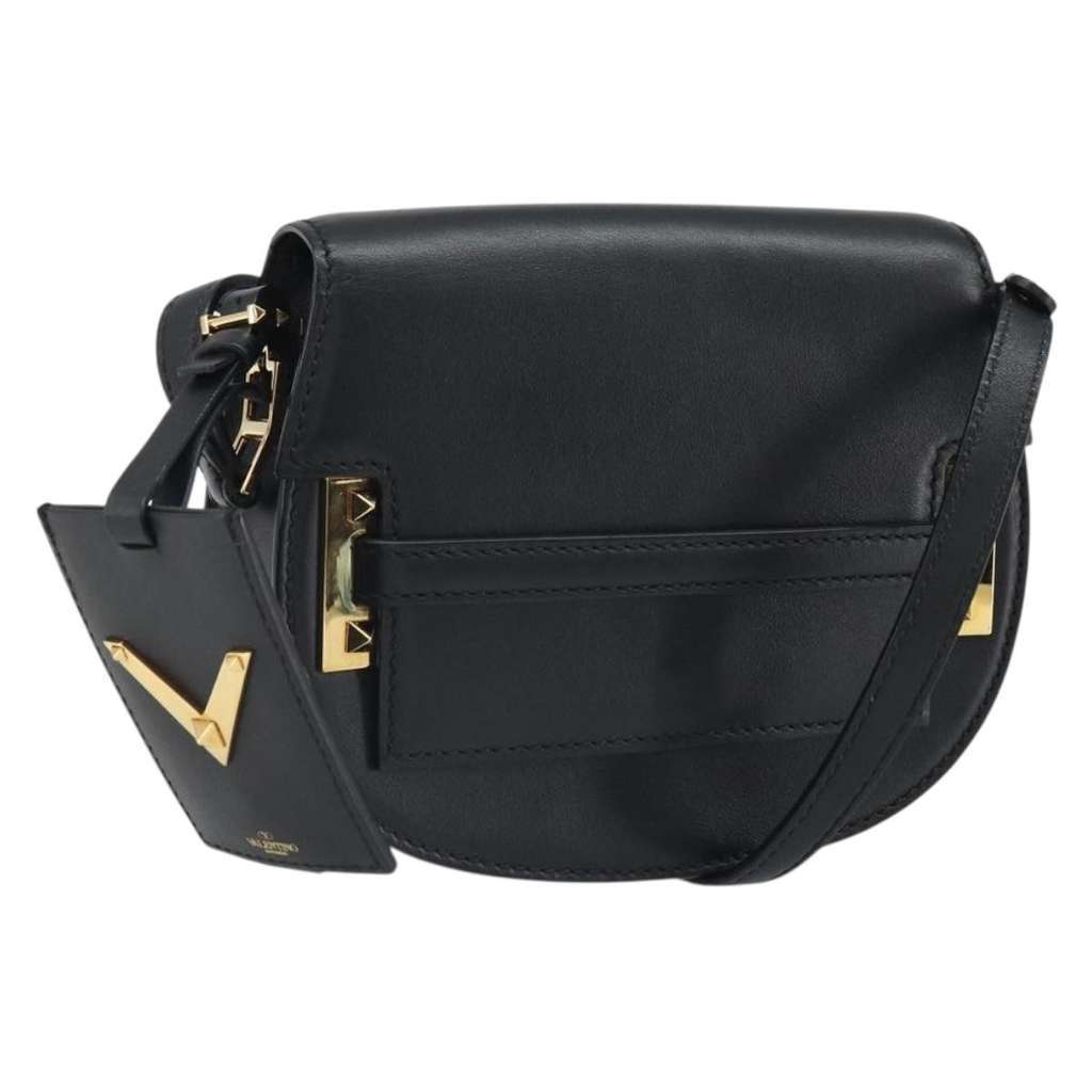 Valentino Garavani My Rockstud Saddle Bag Black Leather Good condition - Front View