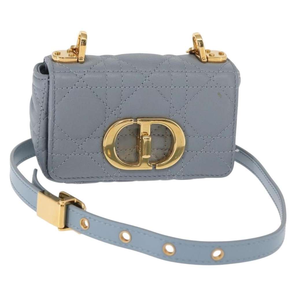 Christian Dior Caro Bag Blue Leather Very good condition - Front View