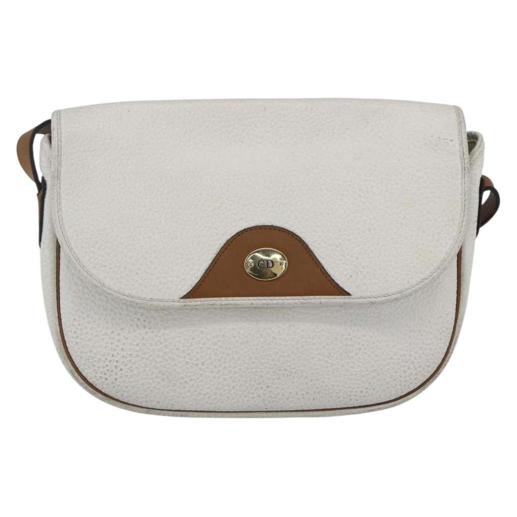 Christian Dior Vintage Shoulder Bag White Leather Good condition - Front View