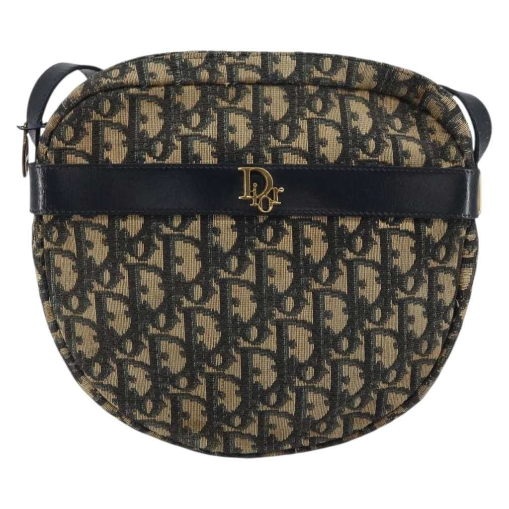 Christian Dior Vintage Trotter Shoulder Bag Navy Canvas Good condition - Front View