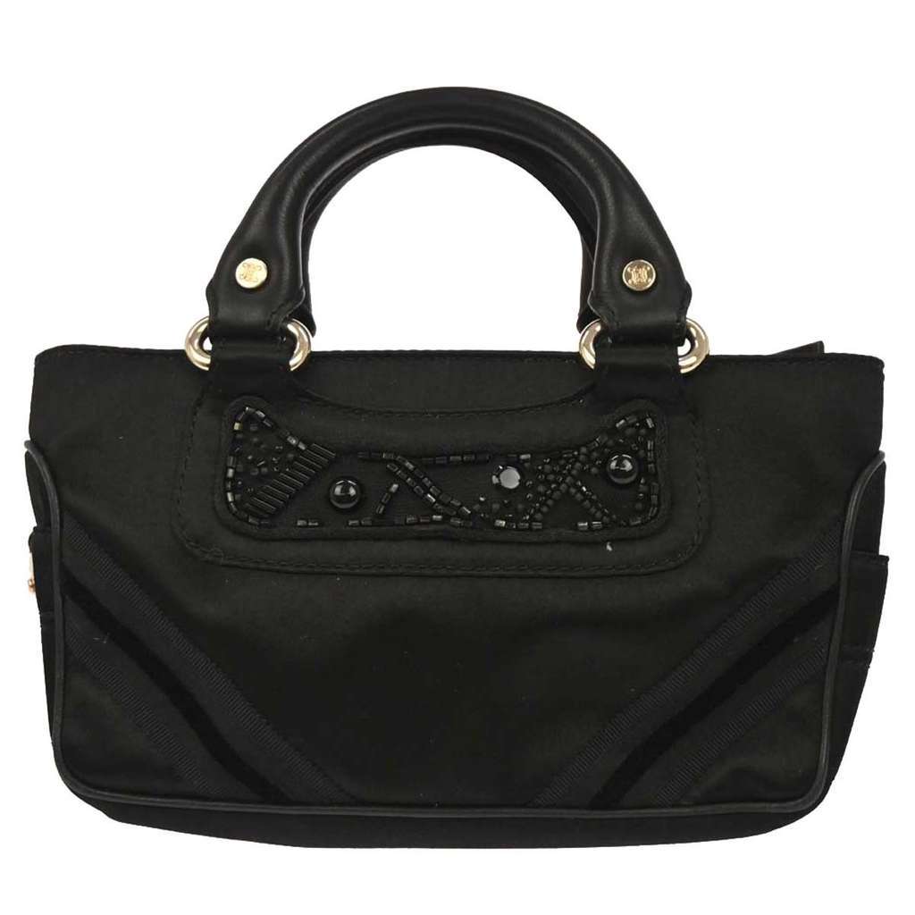 Celine Boogie Satchel Black Satin Good condition - Front View
