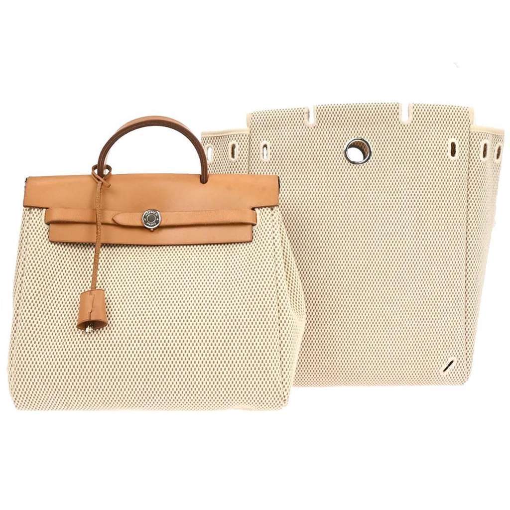 Hermès Herbag A Dos Backpack Beige Canvas Good condition - Front View