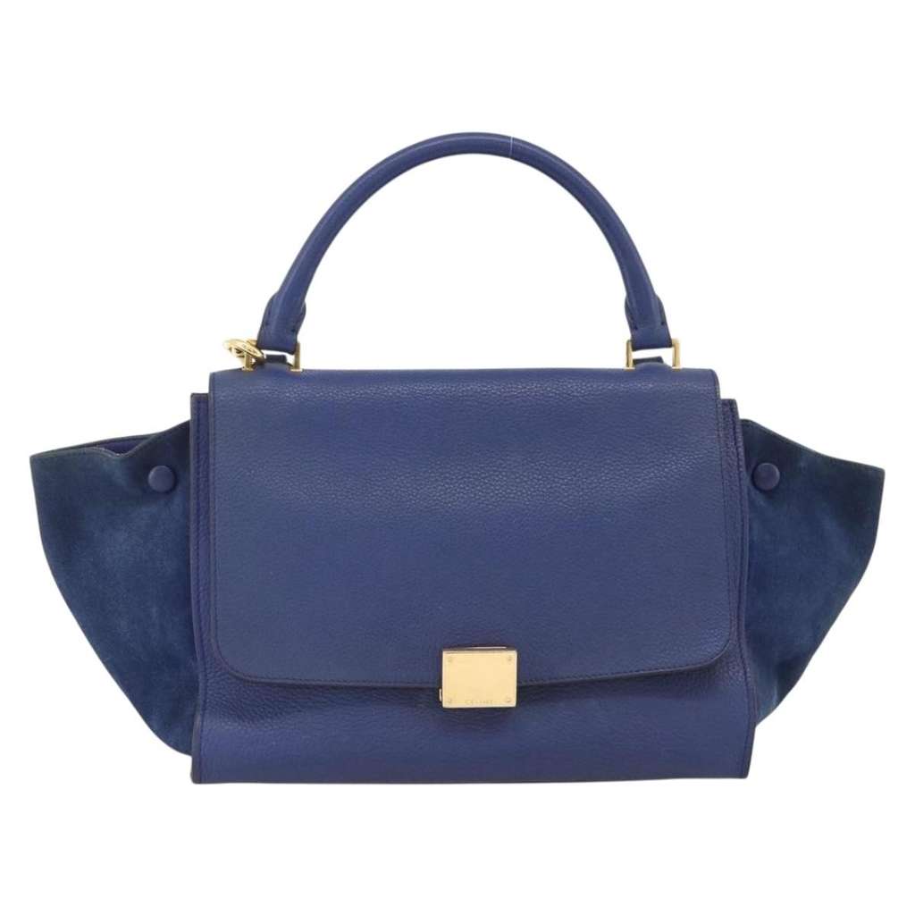 Celine Trapeze Bag Blue Suede Fair condition - Front View