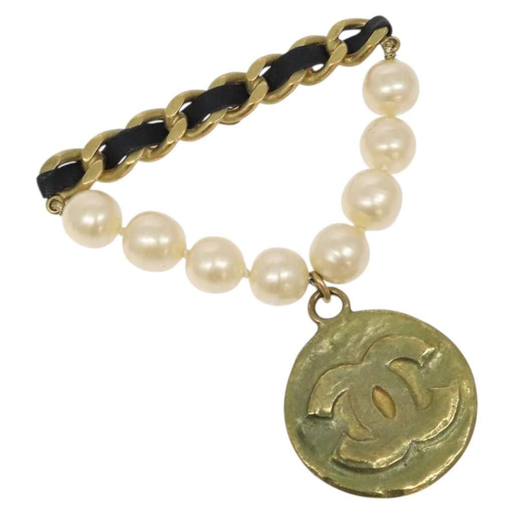 Chanel Vintage Round CC Brooch Gold Metal Good condition - Back View