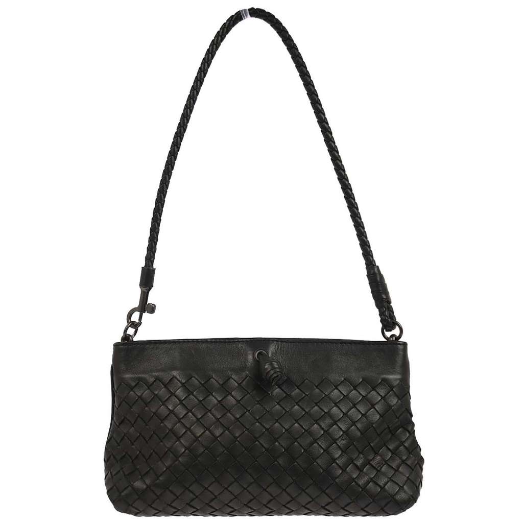 Bottega Veneta Intrecciato Handbag Black Leather Good condition - Front View