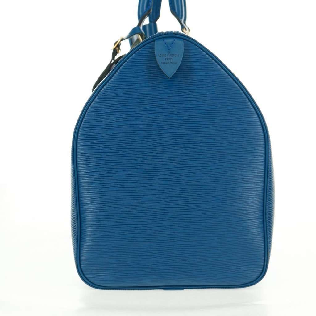 Louis Vuitton Keepall Bag Blue Leather Good condition - Inside View