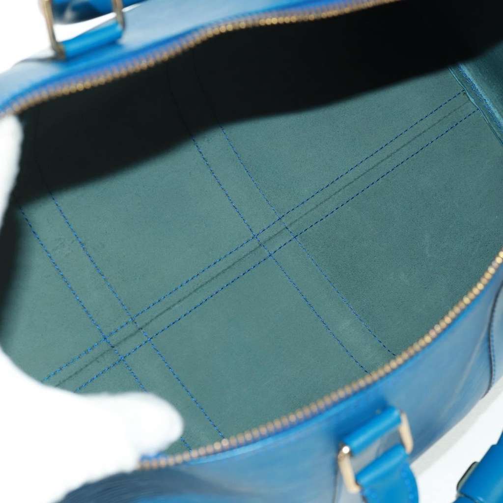 Louis Vuitton Keepall Bag Blue Leather Good condition - Box View