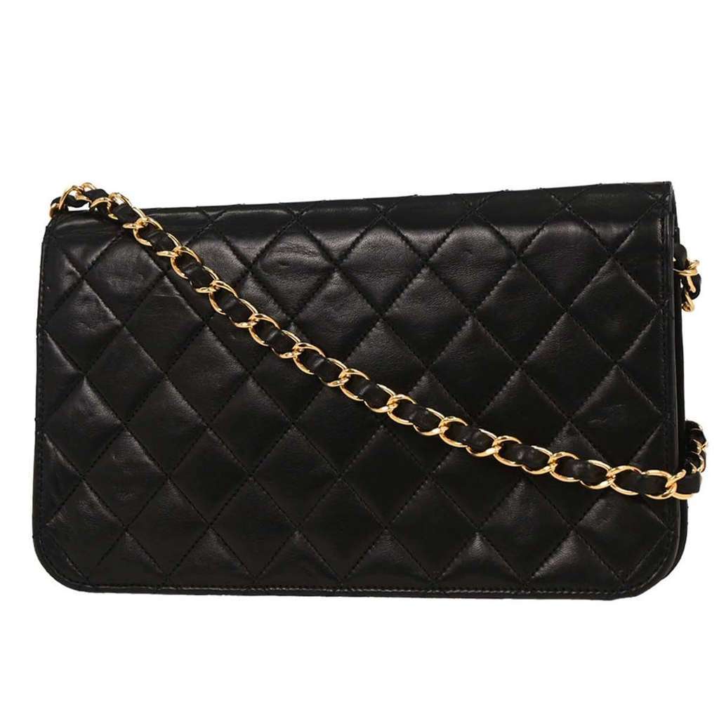 Chanel Vintage Full Flap Shoulder Bag Black Leather Good condition - Back View