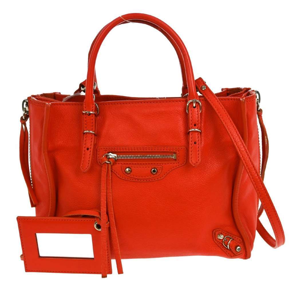 Balenciaga Papier A6 Zip Around Classic Studs Bag Red Leather Good condition - Front View