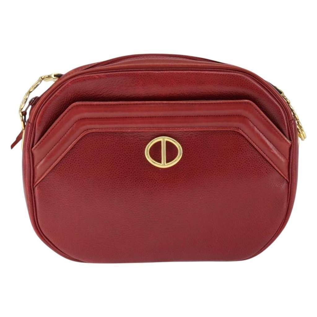 Christian Dior Vintage Shoulder Bag Red Leather Good condition - Front View
