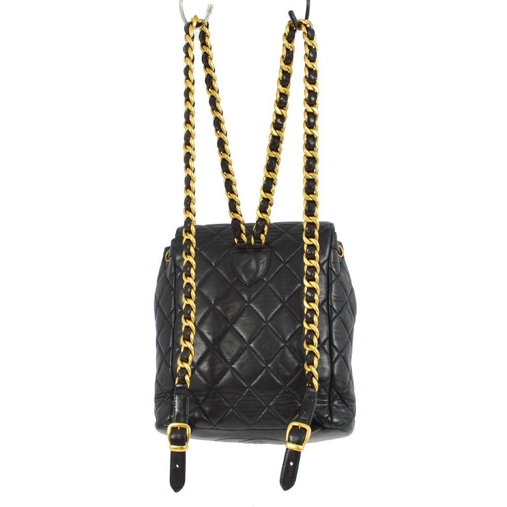 Chanel Duma Drawstring Backpack Black Leather Good condition - Back View