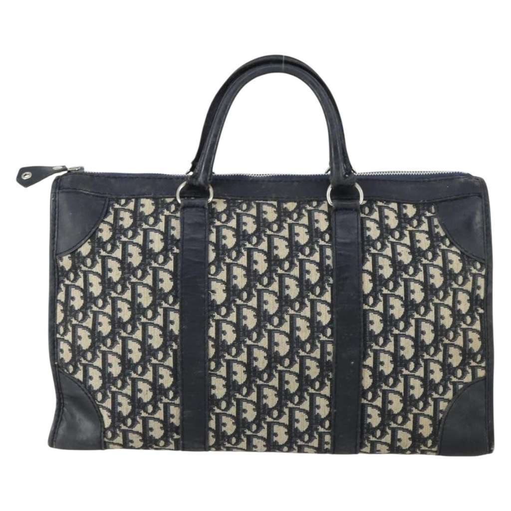 Christian Dior Vintage Trotter Boston Bag Navy Canvas Good condition - Front View