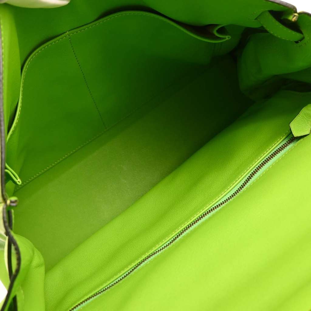Hermès Kelly Handbag Green Leather Good condition - Inside View