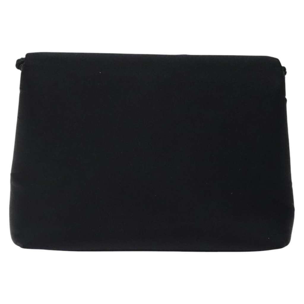 Chanel Camellia Clutch Bag Black Silk Fair condition - Back View