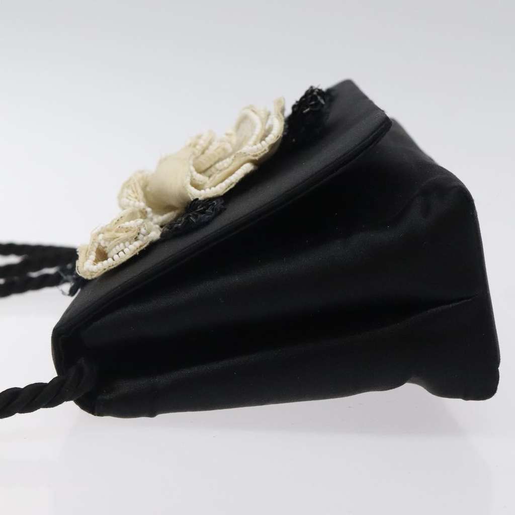 Chanel Camellia Clutch Bag Black Silk Fair condition - Model View