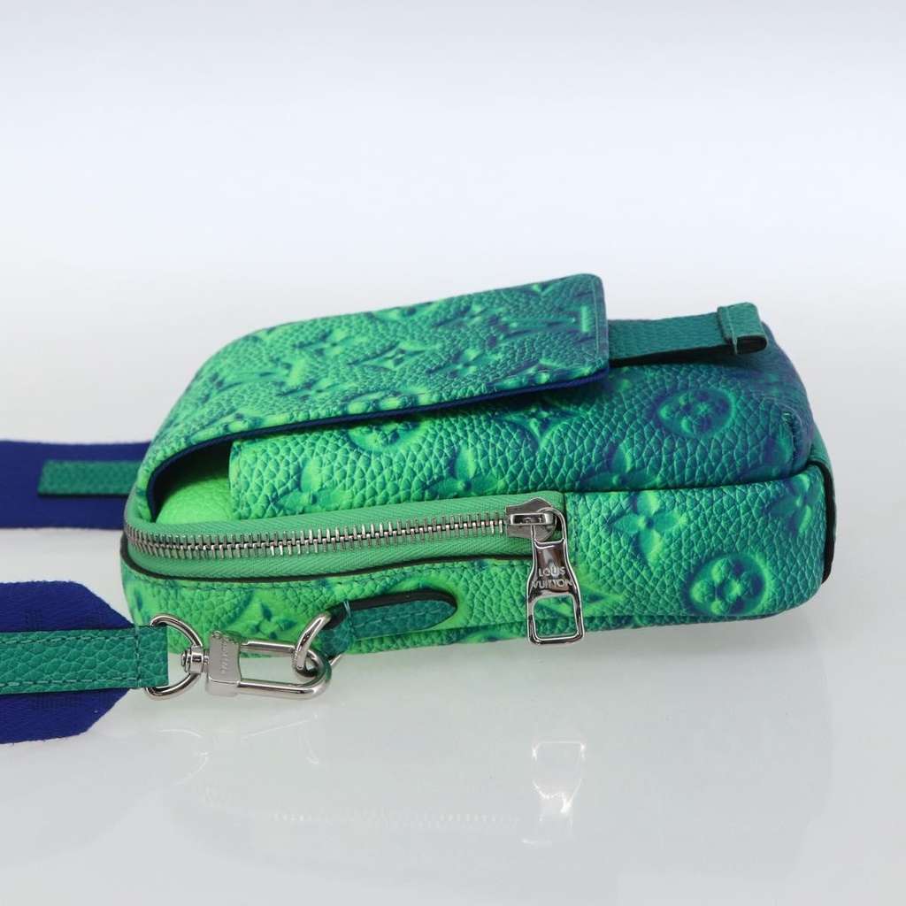Louis Vuitton Double Phone Pouch NM Green Leather Good condition - Inside View