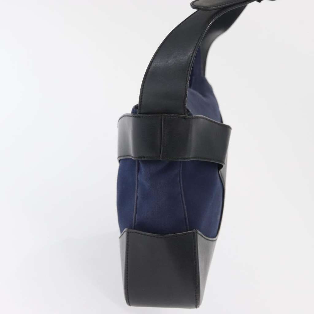 Salvatore Ferragamo Cut Out Shoulder Bag Navy Canvas Good condition - Model View