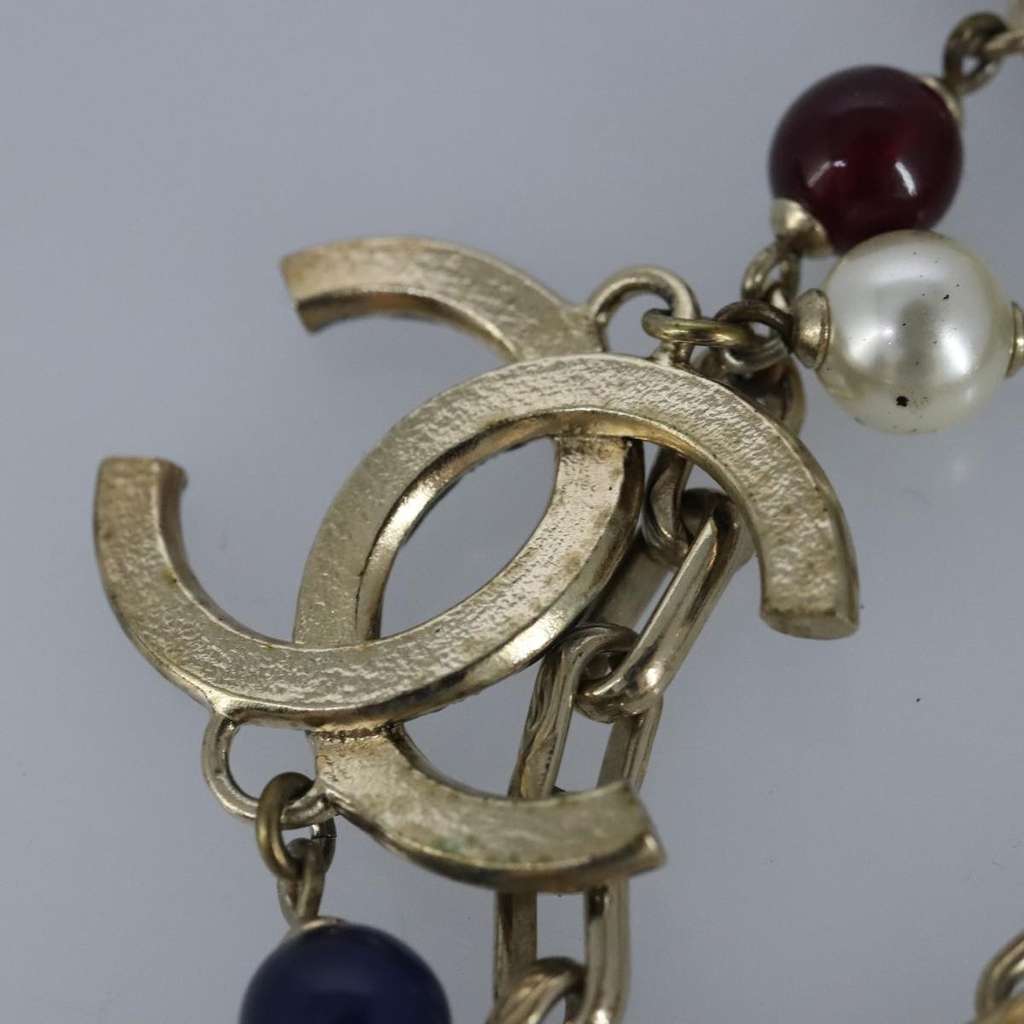Chanel Vintage Double Strand CC Pendant Necklace Gold Metal Good condition - Box View