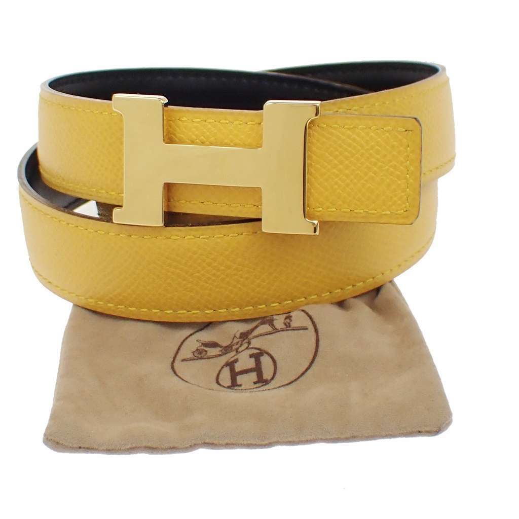 Hermès Constance Reversible Belt Yellow Leather Good condition - Front View