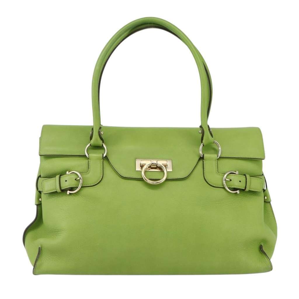 Salvatore Ferragamo Virna Satchel Green Leather Good condition - Front View