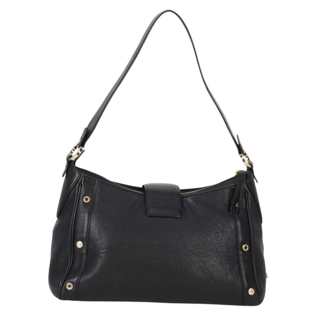 Bvlgari Chandra Top Handle Bag Black Leather Good condition - Back View