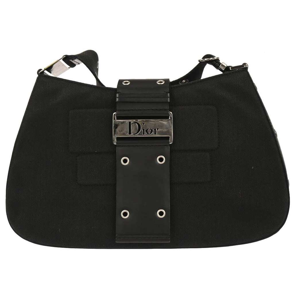Christian Dior Vintage Street Chic Columbus Shoulder Bag Black Canvas Good condition - Front View